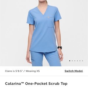 figs catarina one pocket scrubs top xxs ceil blue